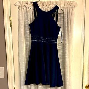 Elegant Navy Blue Sleeveless Dress